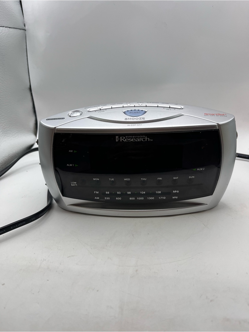 Emerson Research Silver AM/FM Digital Alarm Clock